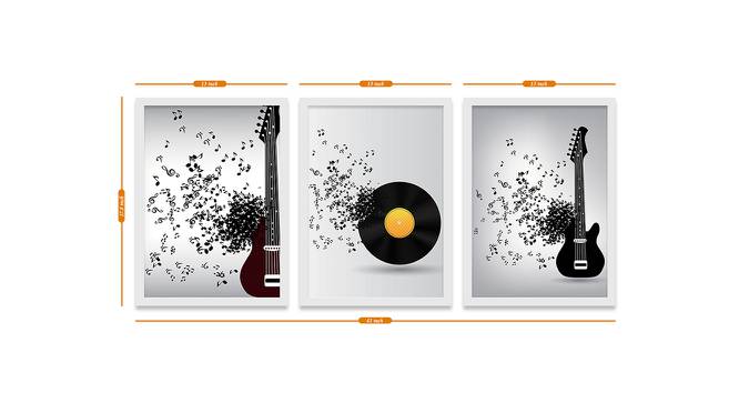 Set of 3 Wall Arts White & Black Musical Instruments Theme Canvas Art Wall Paintings (Multicolor) by Urban Ladder - Design 1 Dimension - 766226