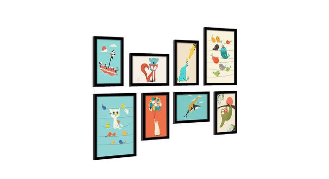 Kids Art Theme Framed Art Prints Set of 8 Black Frame Art Prints/Posters (Multicolor) by Urban Ladder - Front View Design 1 - 766257