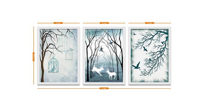 Set of 3 Wall Arts White & Light Blue Nature Theme Canvas Art Wall Paintings (Multicolor) by Urban Ladder - Design 1 Dimension - 766318