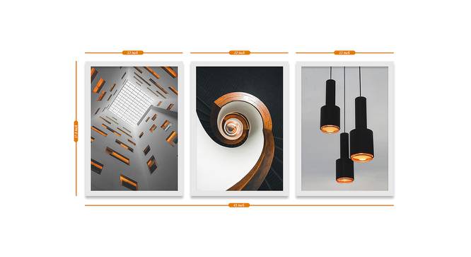 Set of 3 Wall Arts White & Black Abstract Theme Canvas Art Wall Paintings (Multicolor) by Urban Ladder - Design 1 Dimension - 766320