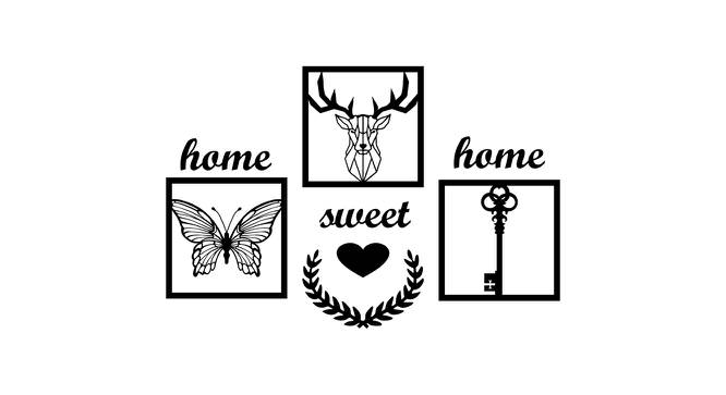 Home Sweet Home MDF Wall Plaque Ready to Hang Home Decor, Wall Decor, Wall Art,Decorative MDF Plaque for Home & Wall Decoration (Size - 17.3 X 26 Inches) (Black) by Urban Ladder - Front View Design 1 - 766371