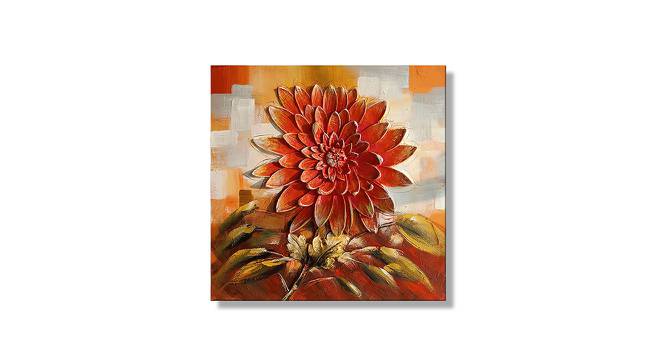 Orange Sunflower, Floral Stretched On Wood Painting For Wall Decoration 31x31 Inches (Orange) by Urban Ladder - Front View Design 1 - 766380