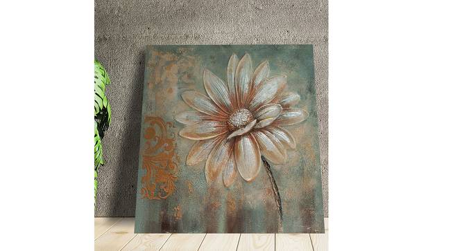 White Daisy Floral Stretched Oil Painting On Canvas For Wall Decoration 31x31 Inches (Silver) by Urban Ladder - Design 1 Side View - 766399