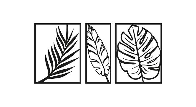 Leaves Design MDF Wall Plaque Ready to Hang Home Decor, Wall Decor, Wall Art,Decorative MDF Plaque for Home & Wall Decoration (Size - 10 X 21 Inches) (Black) by Urban Ladder - Front View Design 1 - 766446