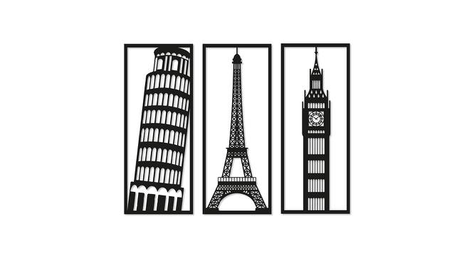 Famous Monuments MDF Wall Plaque Ready to Hang Home Decor, Wall Decor, Wall Art,Decorative MDF Plaque for Home & Wall Decoration (Size - 16 X 16 Inches) (Black) by Urban Ladder - Front View Design 1 - 766448