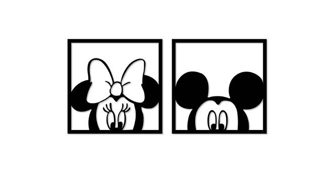 Micky Mouse MDF Wall Plaque Ready to Hang Home Decor, Wall Decor, Wall Art,Decorative MDF Plaque for Home & Wall Decoration (Size - 10 X 20 Inches) (Black) by Urban Ladder - Front View Design 1 - 766453