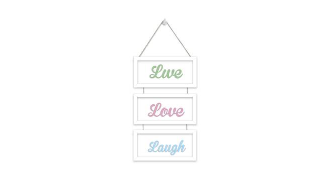 Set of 3 White Framed MDF Wall Plaques for Wall Decoration Live Love Laugh Plaque for Home Decor (Color - Green, Pink and Blue, Size - 20 x 9 Inchs) (White) by Urban Ladder - Front View Design 1 - 766458