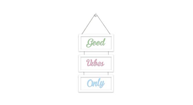 Set of 3 White Framed MDF Wall Plaques for Wall Decoration Good Vibes Only Plaque for Home Decor (Color - Green, Pink and Blue, Size - 20 x 9 Inchs) (White) by Urban Ladder - Front View Design 1 - 766459