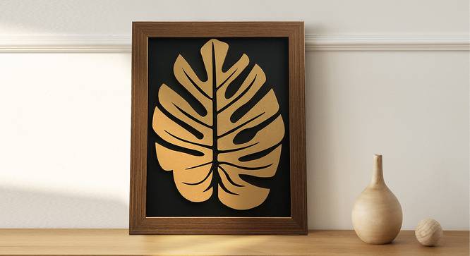 Golden Leaf MDF Wall Plaque Ready to Hang Home Decor, Wall Decor, Wall Art,Decorative MDF Plaque for Home & Wall Decoration (Size - 9.2 X 11.2 Inches) (Gold) by Urban Ladder - Design 1 Side View - 766469