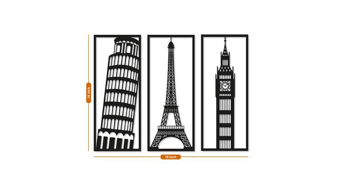 Famous Monuments MDF Wall Plaque Ready to Hang Home Decor, Wall Decor, Wall Art,Decorative MDF Plaque for Home & Wall Decoration (Size - 16 X 16 Inches) (Black) by Urban Ladder - Design 1 Dimension - 766495