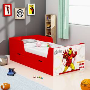 All New Arrivals Design Dreampod Engineered Wood Drawer storage Bed in Red Colour