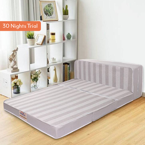 Folding Bed Design Tri - Folding King Size Foam Mattress (King, 4 in Mattress Thickness (in Inches), 72 x 72 in Mattress Size)