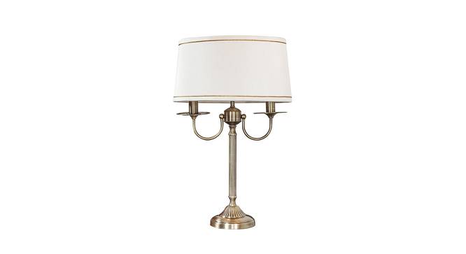 Ralph Table Lamp (Brass, White Shade Colour, Cotton Shade Material) by Urban Ladder - Front View Design 1 - 769110