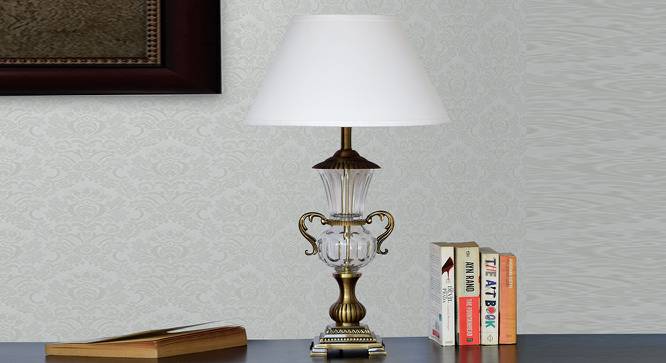 Wallace Table Lamp (Antique Brass, White Shade Colour, Cotton Shade Material) by Urban Ladder - Design 1 Side View - 769139