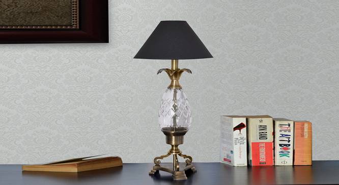Kimm Table Lamp (Antique Brass, Black Shade Colour, Cotton Shade Material) by Urban Ladder - Design 1 Side View - 769144
