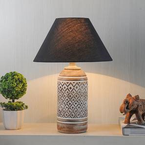 Black Lamp Design Waylon Table Lamp (Black Shade Colour, Cotton Shade Material, White Distress)