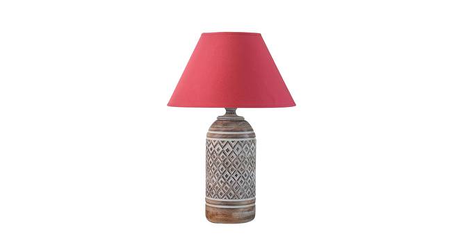 Ryder Table Lamp (Cotton Shade Material, Maroon Shade Colour, White Distress) by Urban Ladder - Front View Design 1 - 769333