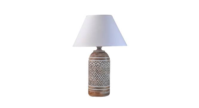 Weston Table Lamp (White Shade Colour, Cotton Shade Material, White Distress) by Urban Ladder - Front View Design 1 - 769334