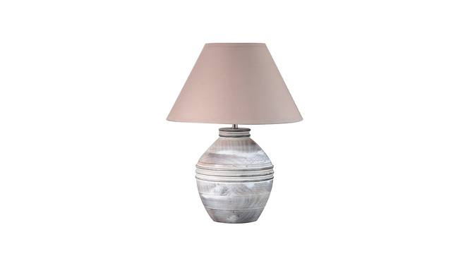 Emerson Table Lamp (Cotton Shade Material, Beige Shade Colour, White Distress) by Urban Ladder - Front View Design 1 - 769339
