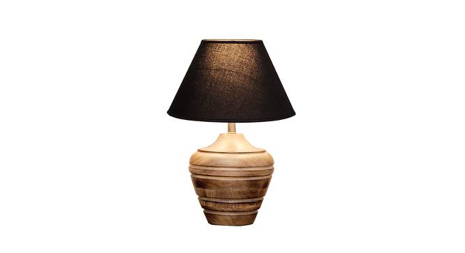 Ashton Table Lamp (Brown, Black Shade Colour, Cotton Shade Material) by Urban Ladder - Front View Design 1 - 769344
