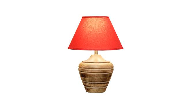 Luke Table Lamp (Brown, Cotton Shade Material, Maroon Shade Colour) by Urban Ladder - Front View Design 1 - 769345