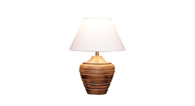 Braxton Table Lamp (Brown, White Shade Colour, Cotton Shade Material) by Urban Ladder - Front View Design 1 - 769348