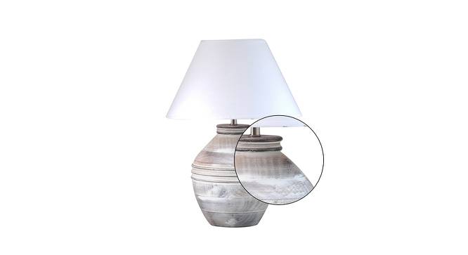 Myles Table Lamp (White Shade Colour, Cotton Shade Material, White Distress) by Urban Ladder - Design 1 Side View - 769369