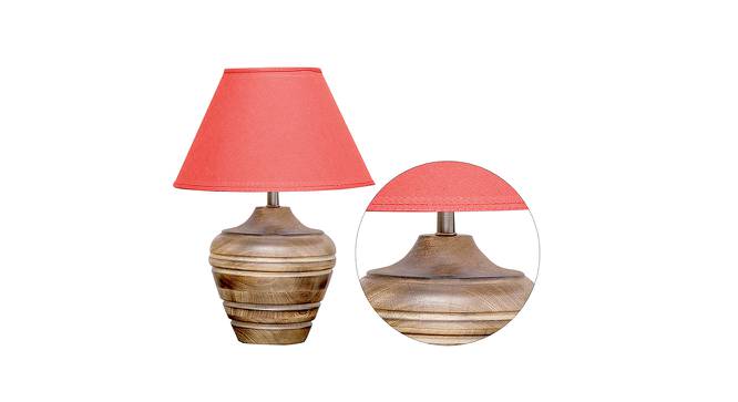 Luke Table Lamp (Brown, Cotton Shade Material, Maroon Shade Colour) by Urban Ladder - Design 1 Side View - 769375