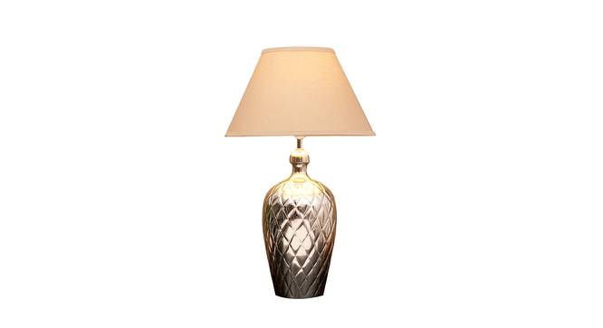 Easton Table Lamp (Nickel, Cotton Shade Material, Beige Shade Colour) by Urban Ladder - Front View Design 1 - 769384