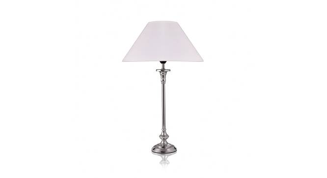 River Table Lamp (White Shade Colour, Cotton Shade Material, Chrome) by Urban Ladder - Front View Design 1 - 769387