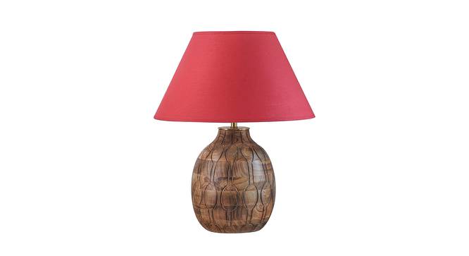 Samsula Table Lamp (Natural, Cotton Shade Material, Maroon Shade Colour) by Urban Ladder - Front View Design 1 - 769527