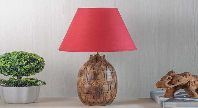 Samsula Table Lamp (Natural, Cotton Shade Material, Maroon Shade Colour) by Urban Ladder - Design 1 Side View - 769543