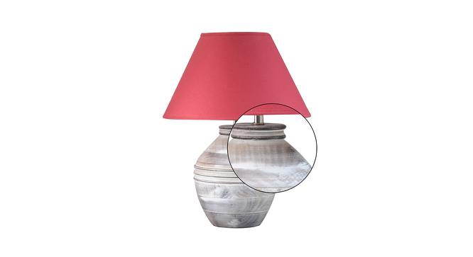 Harmony Table Lamp (Cotton Shade Material, White - Distressed Finish, Maroon Shade Colour) by Urban Ladder - Design 1 Side View - 769544