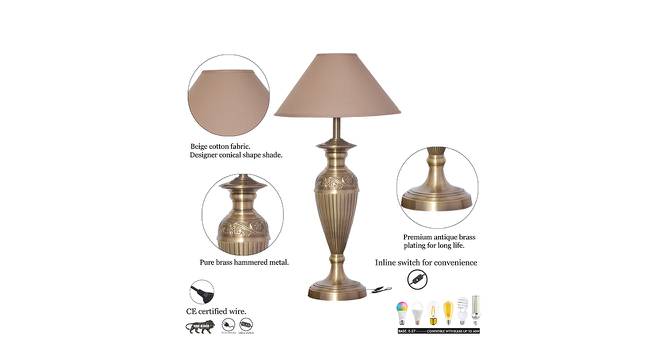 Tasha Table Lamp (Antique Brass, Cotton Shade Material, Beige Shade Colour) by Urban Ladder - Design 1 Side View - 769546