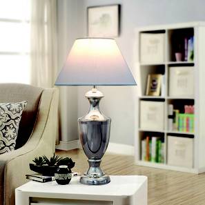 Lighting Gifting Corner Design Poppy Table Lamp (White Shade Colour, Cotton Shade Material, Chrome)