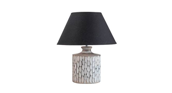 Garlen Table Lamp (Black Shade Colour, Cotton Shade Material, White - Distressed Finish) by Urban Ladder - Front View Design 1 - 769617