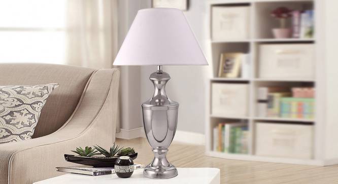 Poppy Table Lamp (White Shade Colour, Cotton Shade Material, Chrome) by Urban Ladder - Design 1 Side View - 769636