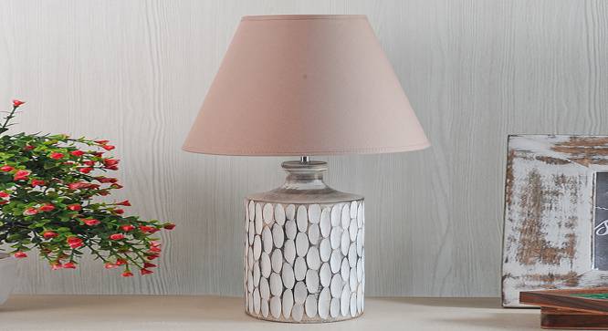 Garlen Table Lamp (Cotton Shade Material, White - Distressed Finish, Beige Shade Colour) by Urban Ladder - Design 1 Side View - 769637