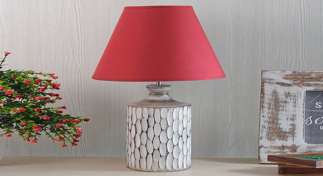 Garlen Table Lamp (Cotton Shade Material, White - Distressed Finish, Maroon Shade Colour) by Urban Ladder - Design 1 Side View - 769639