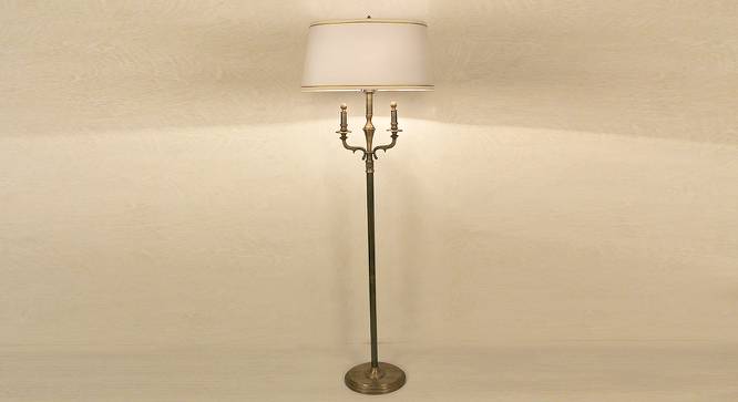 Axel Floor Lamp (Brass, Cotton Shade Material, Off White Shade Colour) by Urban Ladder - Front View Design 1 - 769708