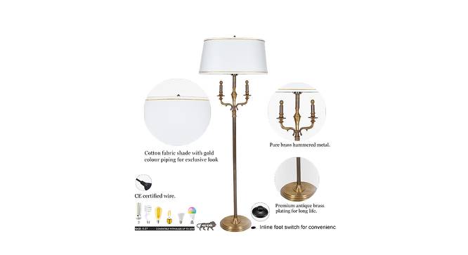 Axel Floor Lamp (Brass, Cotton Shade Material, Off White Shade Colour) by Urban Ladder - Design 1 Side View - 769718