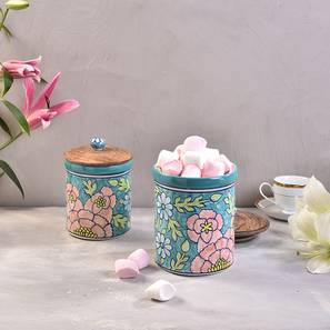 Kitchen Organizers Design Ceramic Jar With Wooden Lid Green (Green)