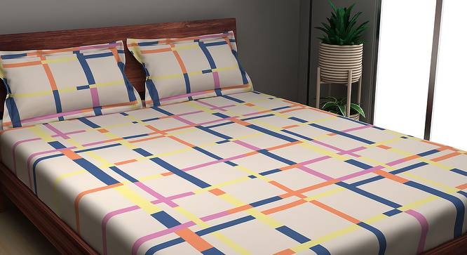 Tetris - 144TC King Size Cotton Bedsheet with 2 Pillow Covers (108x108 Crème) (King Size, Creme) by Urban Ladder - Front View Design 1 - 769997