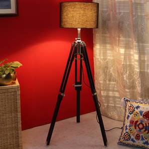 Lighting In Greater Noida Design Charles Black Cotton Shade Floor Lamp (Black)