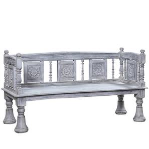 Wollman Solid Wood Bench in Antique White White Finish-image-1