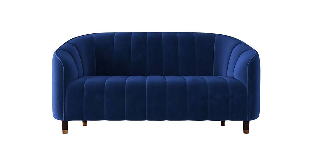 Kiki Velvet Fabric Sofa (Blue) Urban Ladder