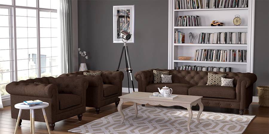 Winchester Fabric Sofa (Mocha Brown) (Mocha, Fabric Sofa Material, Regular Sofa Size, Regular Sofa Type) by Urban Ladder