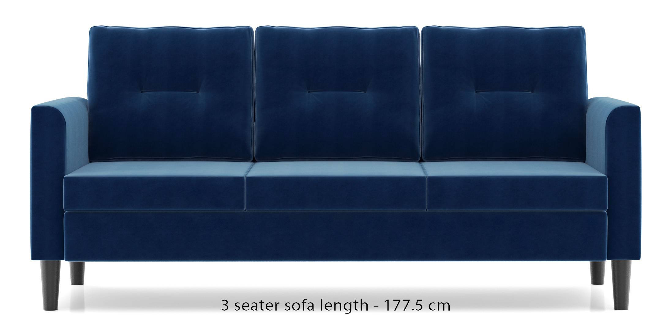 Winston Fabric sofa in Marine Blue Colour (Blue, 3-seater Custom Set - Sofas, None Standard Set - Sofas, Fabric Sofa Material, Regular Sofa Size, Regular Sofa Type) by Urban Ladder - - 779676
