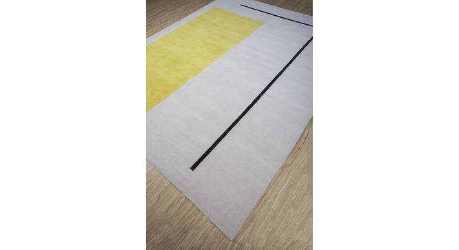 Modern Hand Knotted Geometric Sthir Wool White Area Rug carpet RUG1134533 (White, 5 x 8 Feet Carpet Size) by Urban Ladder - Cross View Design 1 - 781803