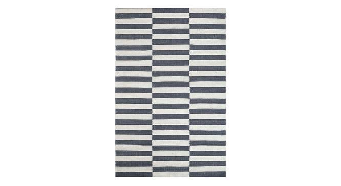 Modern Dhurrie Geometric Aqua Wool Natural White Area Rug carpet RUG1135356 (Natural White, 5 x 8 Feet Carpet Size) by Urban Ladder - Front View Design 1 - 782666